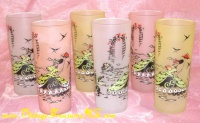 Image for Southern Belle/Belles-designs Assorted Pastel Colors Vintage ca 1950s-1960s Frosted Iced Tea Beverage/Drinking Glasses Set of 6 <b><span style='color:red'>*****PARCEL POST SHIPPING INCLUDED – DOMESTIC ORDERS ONLY!*****</span></b><span style='color:purple'>